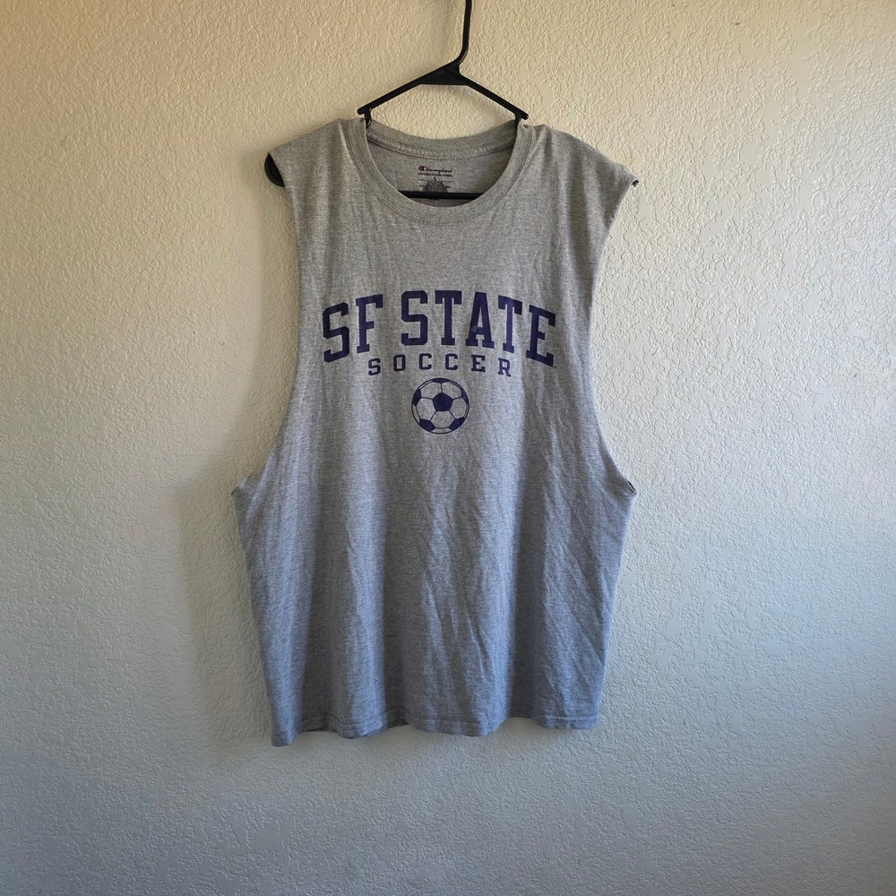 Champion Mens Gray SF State Soccer Muscle Tank Top Size L Athletic Gym